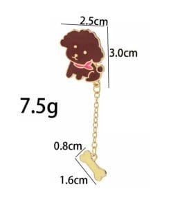 Alternative view of Chain 'Cute Dog Poodle and Bone' Enamel Pin