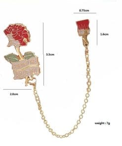 Alternative view of Chain 'Painting the Rose Red' Enamel Pin