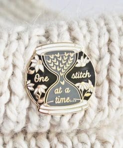 Alternative view of Inspirational Quote 'Hour Glass | One Stitch At A Time' Enamel Pin