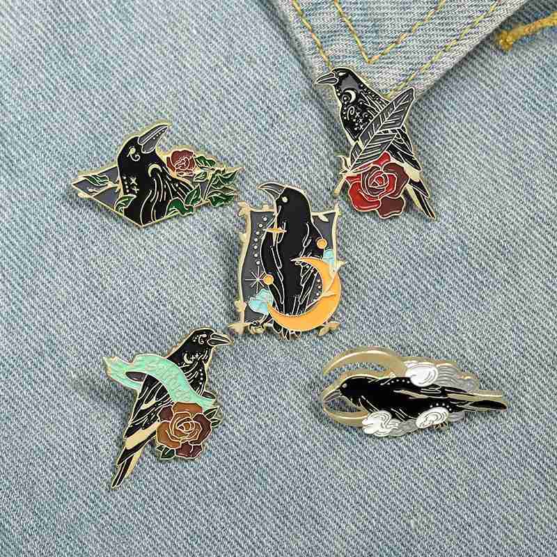 Raven and Flowers 'ver.2' Enamel Pin - Image 4