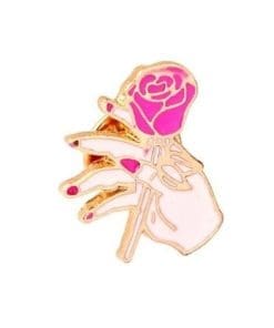 Cute Hand Picked Pink Rose Enamel Pin