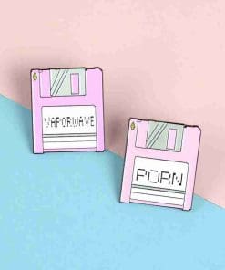 Alternative view of Pink Diskette 'Vaporwave' Enamel Pin