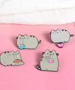 Cute Fat Cat 'Eating Ramen | Pink Bowl' Enamel Pin - Image 7