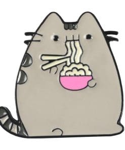 Cute Fat Cat 'Eating Ramen | Pink Bowl' Enamel Pin
