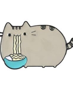 Cute Fat Cat 'Eating Ramen | Blue Bowl' Enamel Pin