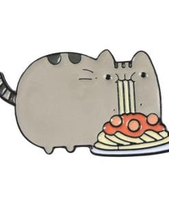 Cute Fat Cat 'Eating Spaghetti' Enamel Pin