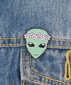 Alternative view of Flower Alien Enamel Pin