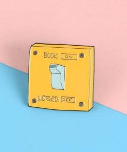 Alternative view of Cute 'Book On | World Off' Enamel Pin