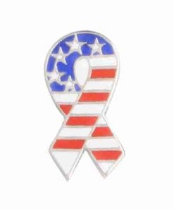 Stars and Stripes Flag Ribbon Enamel Pin