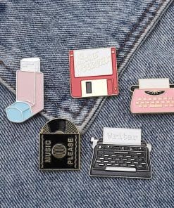 Alternative view of Floppy Disc 'Save Yourself' Enamel Pin