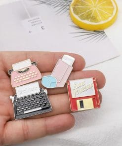 Alternative view of Black Typewriter Enamel Pin