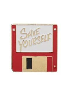 Floppy Disc 'Save Yourself' Enamel Pin