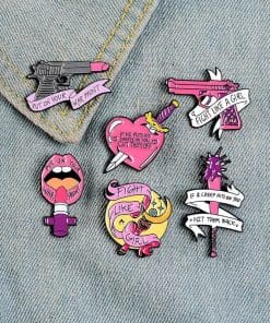 Alternative view of Fight Like a Girl 'War Paint' Enamel Pin
