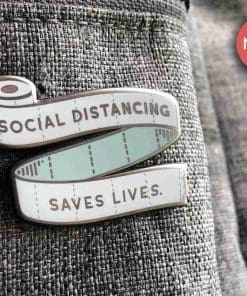 Alternative view of Social Distancing Saves Lives Enamel Pin