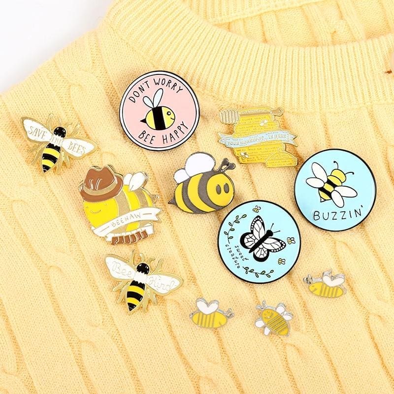 Bees and Butterfly set of 3 Enamel Pin - Image 2