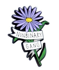Alternative view of Nonbinary Gang Flower Enamel Pin