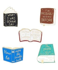 Ironic Library Book Set of 5 Enamel Pin
