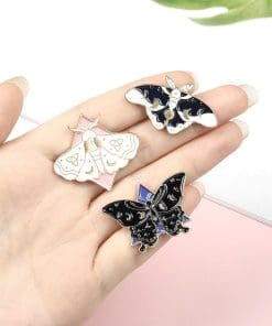 Alternative view of Moth 'Gothic | White' Enamel Pin