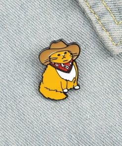 Alternative view of Cute Cowboy Cat Enamel Pin