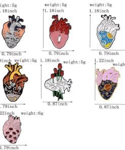 Alternative view of Anatomical Human Heart 'Holding Hands' Enamel Pin