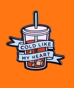 Alternative view of Iced Coffee 'Cold Like My Heart' Enamel Pin