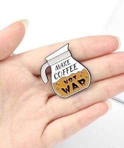 Alternative view of Make Coffee Not War Enamel Pin