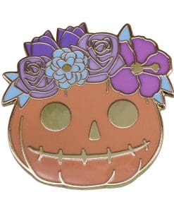 Alternative view of Flower Head Jack-O Lantern Enamel Pin