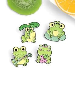 Alternative view of Cute 'Frog on Lotus Leaf'  Enamel Pin