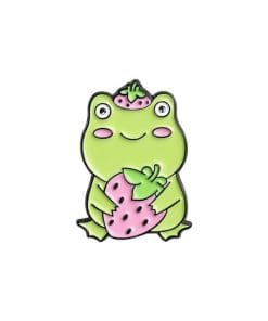 Cute 'Frog & Strawberry'  Enamel Pin