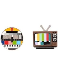 Colored Set of 2 'Retro TV' Enamel Pin