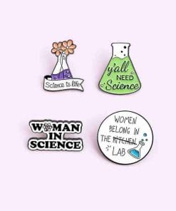 Alternative view of Woman in Science Enamel Pin