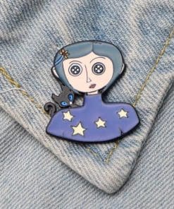 Movie 'Coraline and Black Cat' Portrait Enamel Pin