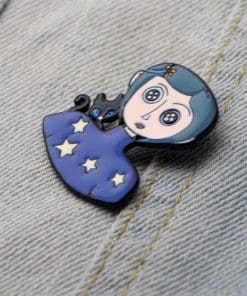 Movie 'Coraline and Black Cat' Portrait Enamel Pin - Image 3