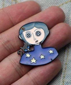 Alternative view of Movie 'Coraline and Black Cat' Portrait Enamel Pin