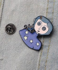 Movie 'Coraline and Black Cat' Portrait Enamel Pin - Image 4