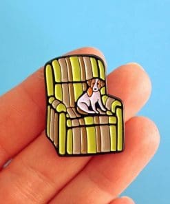 Alternative view of Dog on Sofa Enamel Pin