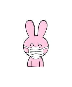 Cute Rabbit in Facemask Enamel Pin