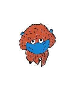 Cute Brown Dog Poodle With Face Mask Enamel Pin