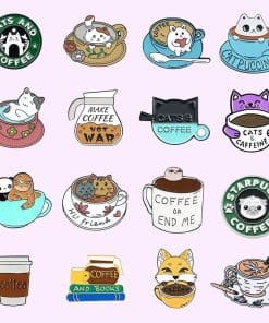 Alternative view of Cute Logo 'Cats and Coffee' Enamel Pin