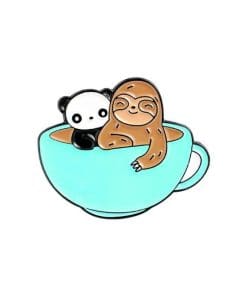 Cute 'Panda & Sloth | Coffee Mug' Enamel Pin