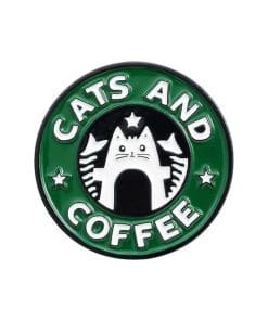 Cute Logo 'Cats and Coffee' Enamel Pin
