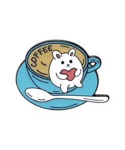 Cute Bunny 'Coffee Cup and Saucer' Enamel Pin