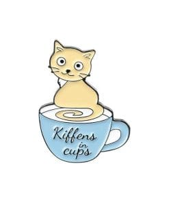 Cat Sitting 'Coffee Mug | Kiffens in Cups' Enamel Pin