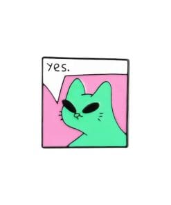 Alternative view of Funny Cat Convo Set of 2 'How Are You? | Yes' Enamel Pin