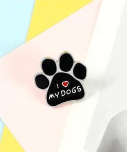 Alternative view of Dog Paw 'I Love My Dogs' Enamel Pin