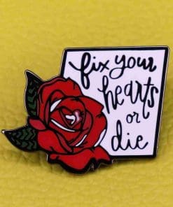 Alternative view of Twin Peaks 'Fix Your Hearts or Die' Enamel Pin