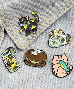 Alternative view of Cute 'Cat & Toy Fish' Enamel Pin