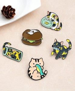 Alternative view of Cute 'Cat in the Glass' Enamel Pin