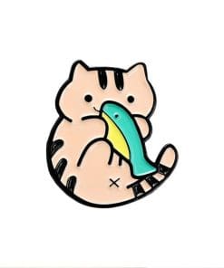 Cute 'Cat & Toy Fish' Enamel Pin