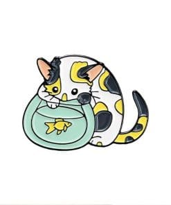 Cute 'Cat & Goldfish' Enamel Pin